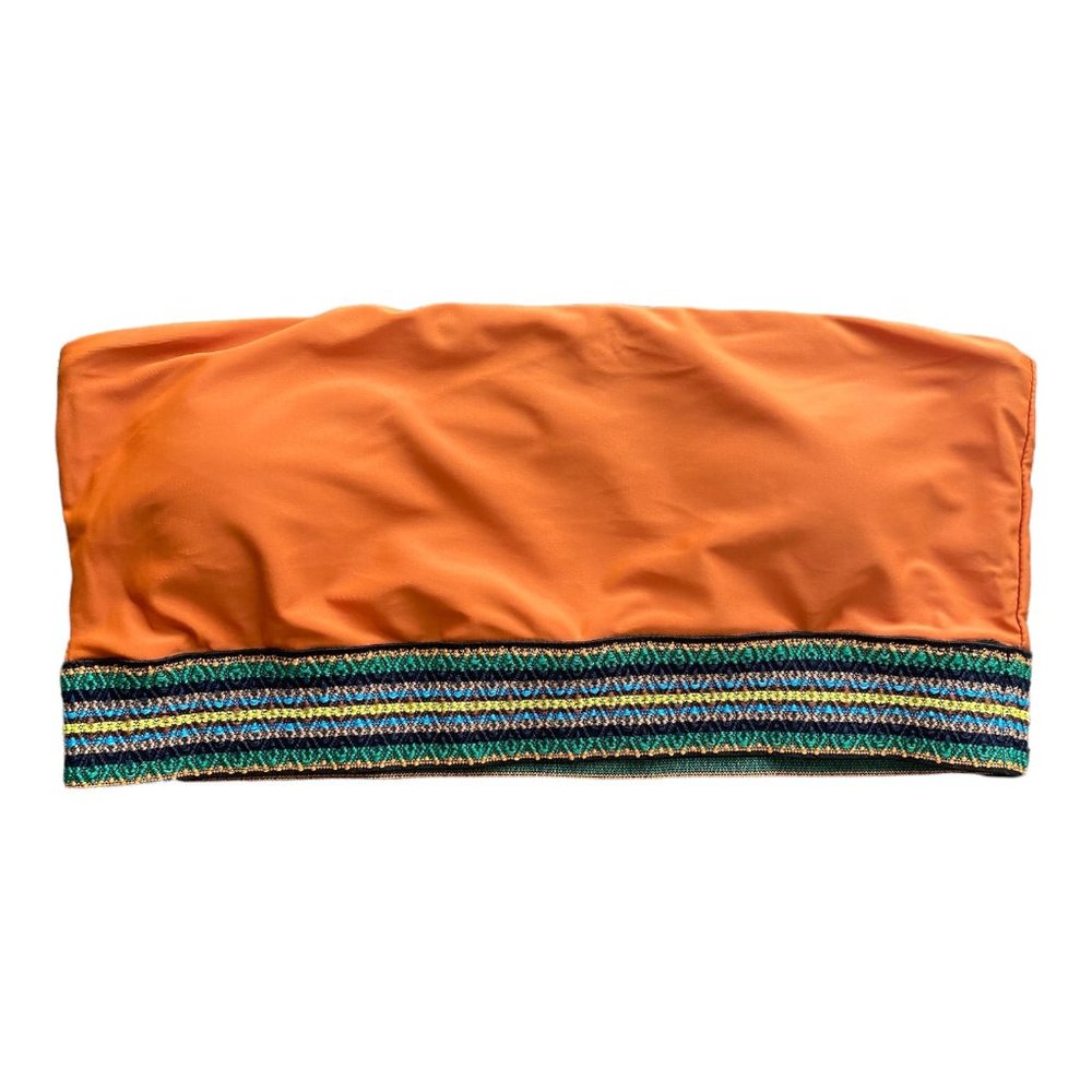 Women's Deep Orange Bandeau Bikini Top Size L